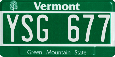 VT license plate YSG677