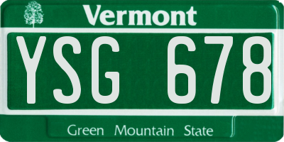 VT license plate YSG678