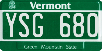 VT license plate YSG680
