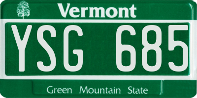 VT license plate YSG685