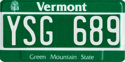 VT license plate YSG689
