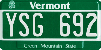 VT license plate YSG692