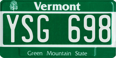 VT license plate YSG698