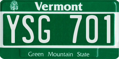 VT license plate YSG701