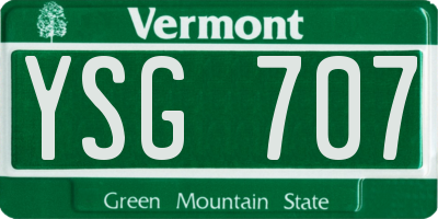 VT license plate YSG707