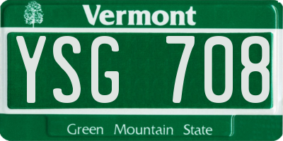 VT license plate YSG708