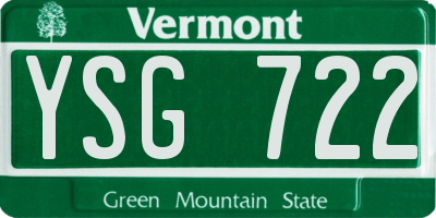 VT license plate YSG722