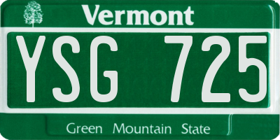 VT license plate YSG725