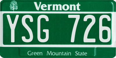 VT license plate YSG726