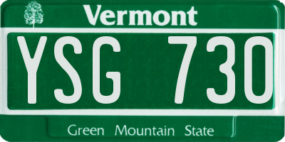 VT license plate YSG730