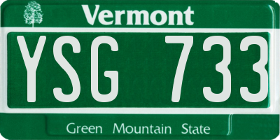 VT license plate YSG733