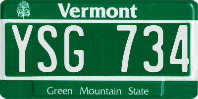 VT license plate YSG734