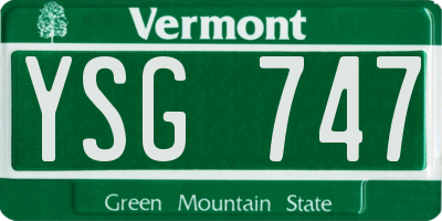 VT license plate YSG747