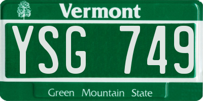 VT license plate YSG749