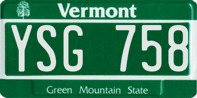 VT license plate YSG758