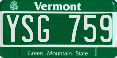 VT license plate YSG759