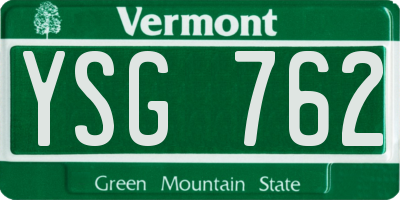 VT license plate YSG762