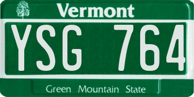 VT license plate YSG764