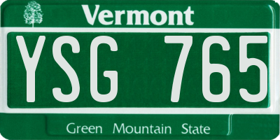 VT license plate YSG765