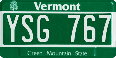 VT license plate YSG767