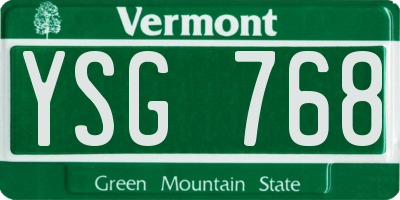 VT license plate YSG768