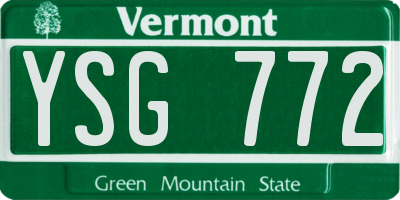 VT license plate YSG772