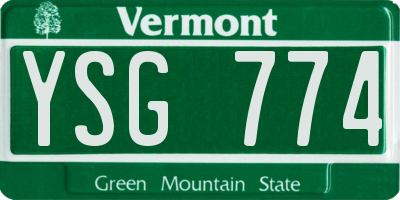 VT license plate YSG774