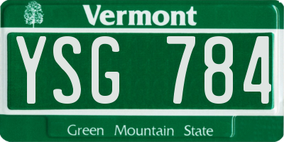 VT license plate YSG784