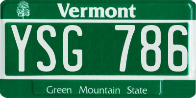 VT license plate YSG786