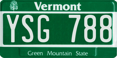 VT license plate YSG788