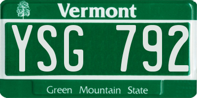 VT license plate YSG792