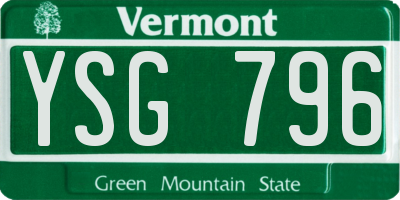 VT license plate YSG796