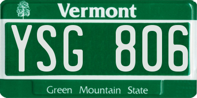 VT license plate YSG806