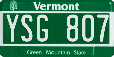 VT license plate YSG807