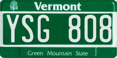 VT license plate YSG808