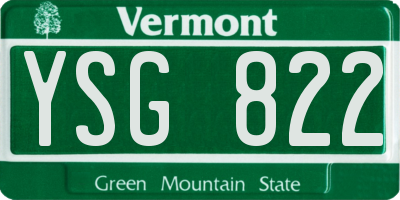 VT license plate YSG822