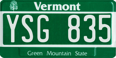 VT license plate YSG835