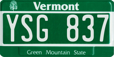 VT license plate YSG837
