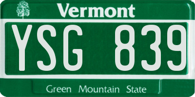 VT license plate YSG839