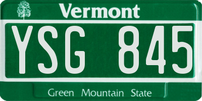 VT license plate YSG845