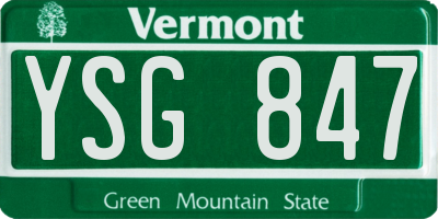 VT license plate YSG847