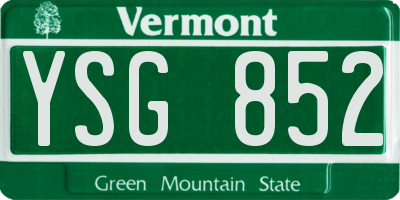 VT license plate YSG852
