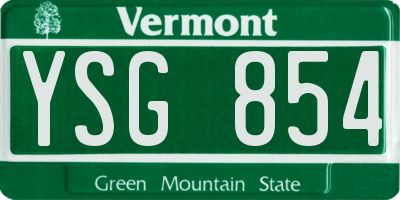 VT license plate YSG854
