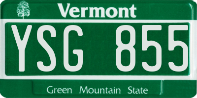 VT license plate YSG855