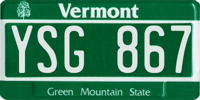 VT license plate YSG867