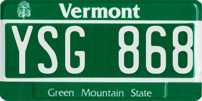 VT license plate YSG868