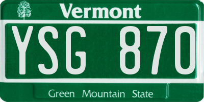 VT license plate YSG870