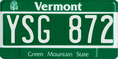 VT license plate YSG872