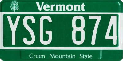 VT license plate YSG874