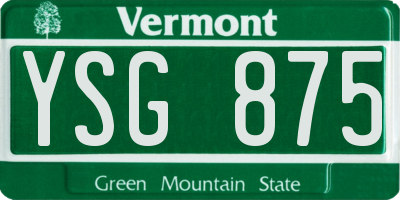 VT license plate YSG875